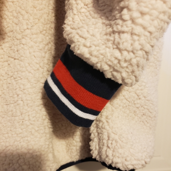 Tommy Hilfiger Sport Sherpa Sweater High Neck Buttons Zipper Pockets Woman Large - Picture 10 of 13